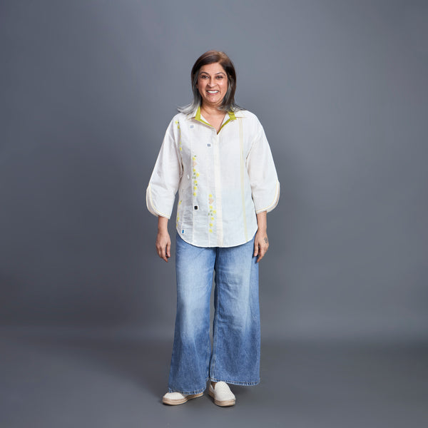 NIMMI Shirt - Ivory Lime Green (PROMO)