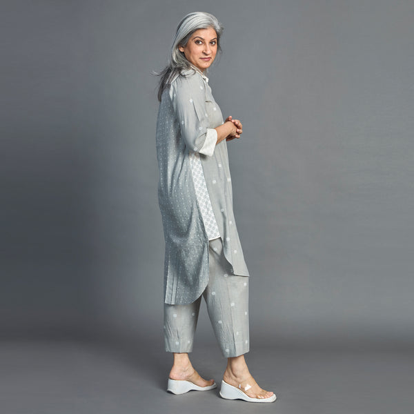 NITARA Tunic Set - Light Grey & Ivory (SALE)