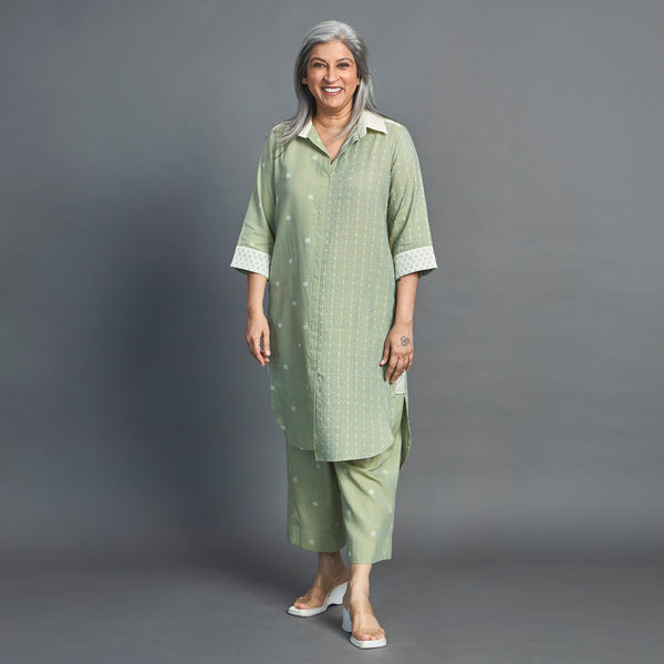 NITARA Tunic Set - Light Green & Ivory (SALE)