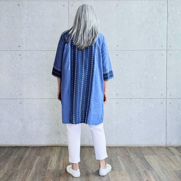 NORI Cape style Jacket - Blue & White