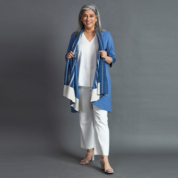 NORI Cape style Jacket - Blue & White (SALE)