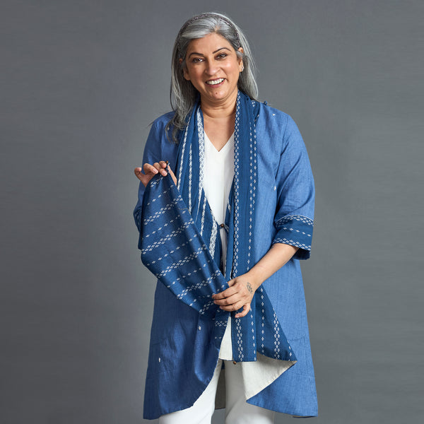 NORI Cape style Jacket - Blue & White (SALE)