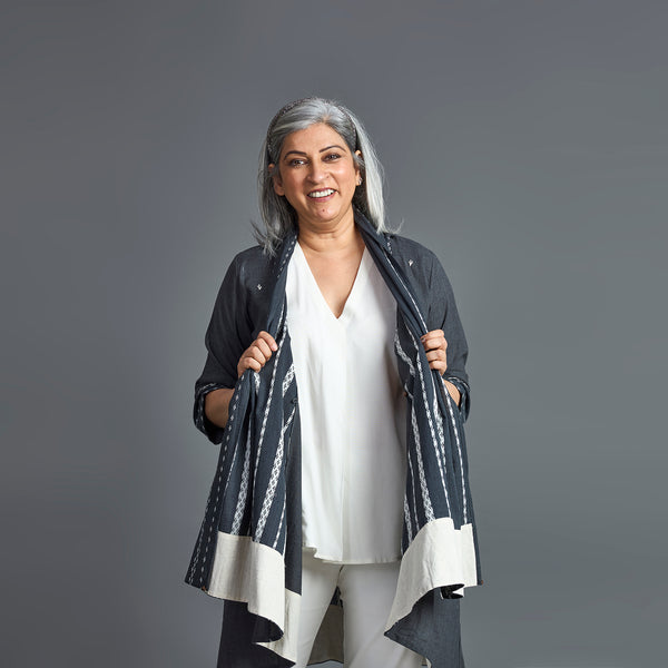 NORI Cape style Jacket - Grey & White (LAST PIECES)