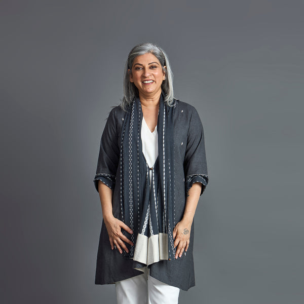 NORI Cape style Jacket - Grey & White (LAST PIECES)