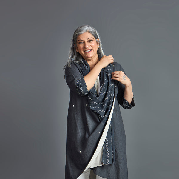 NORI Cape style Jacket - Grey & White (LAST PIECES)