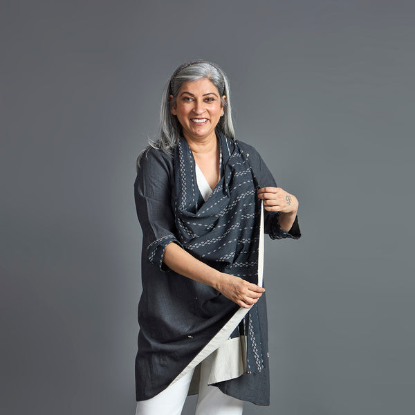 NORI Cape style Jacket - Grey & White (LAST PIECES)