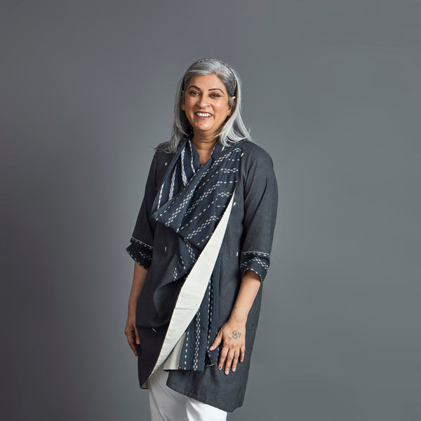 NORI Cape style Jacket - Grey & White (LAST PIECES)
