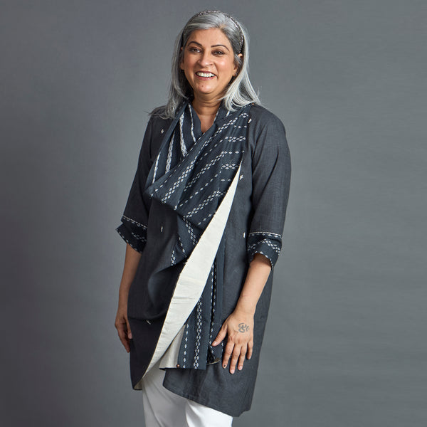 NORI Cape style Jacket - Grey & White (SALE)