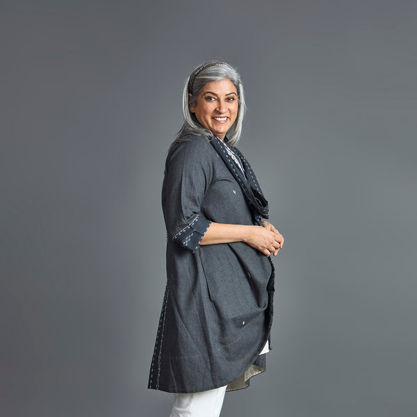 NORI Cape style Jacket - Grey & White (LAST PIECES)