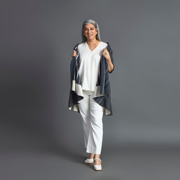 NORI Cape style Jacket - Grey & White (LAST PIECES)