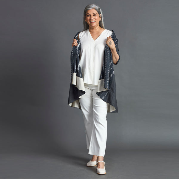 NORI Cape style Jacket - Grey & White (SALE)