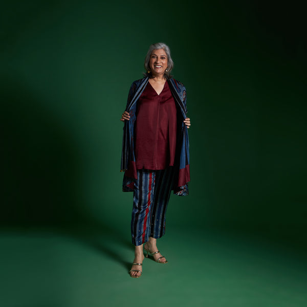 NORI Jacket 3 piece SET - AJRAKH Blue Print
