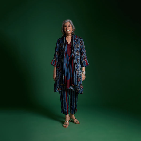 NORI Jacket 3 piece SET - AJRAKH Blue Print