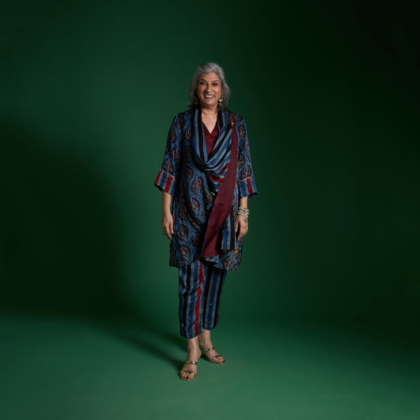 NORI Jacket 3 piece SET - AJRAKH Blue Print