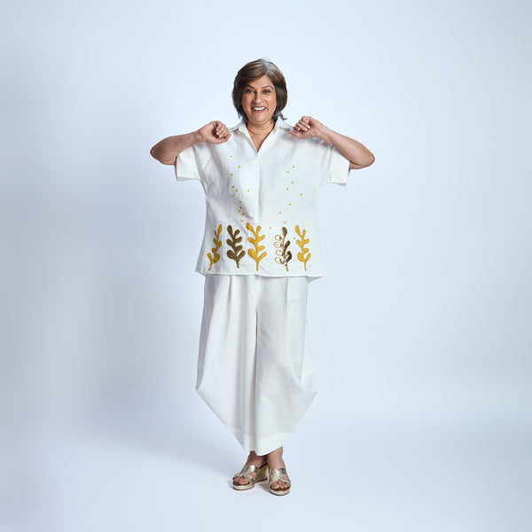 RABIA SAMAIRA Set - Ivory with Seaweed embroidery