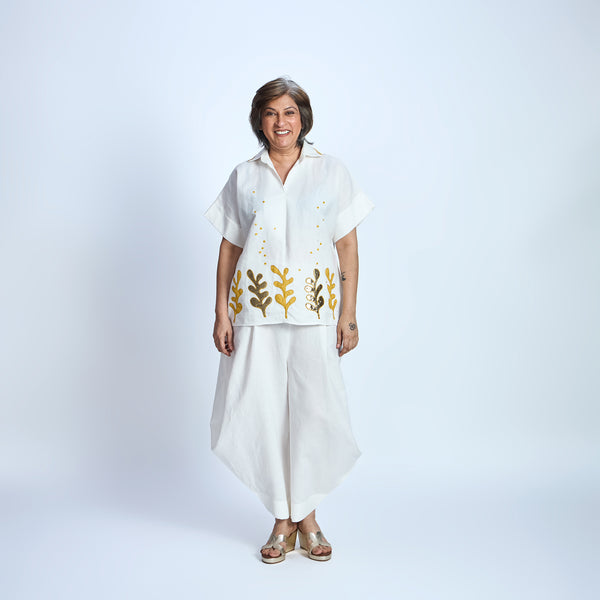 RABIA SAMAIRA Set - Ivory with Seaweed embroidery