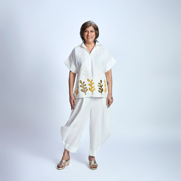 RABIA SAMAIRA Set - Ivory with Seaweed embroidery