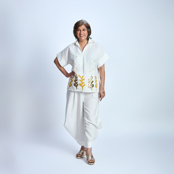 RABIA SAMAIRA Set - Ivory with Seaweed embroidery