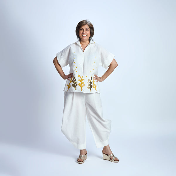 RABIA SAMAIRA Set - Ivory with Seaweed embroidery