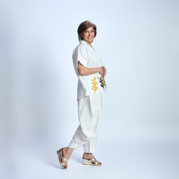 RABIA SAMAIRA Set - Ivory with Seaweed embroidery