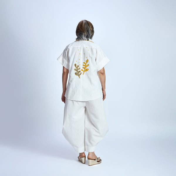 RABIA SAMAIRA Set - Ivory with Seaweed embroidery