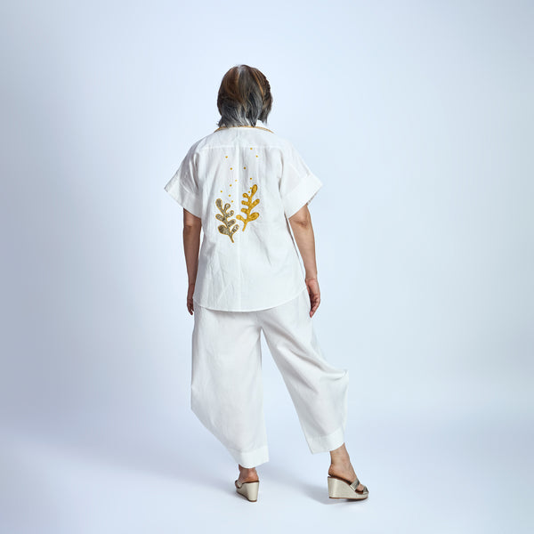 RABIA SAMAIRA Set - Ivory with Seaweed embroidery