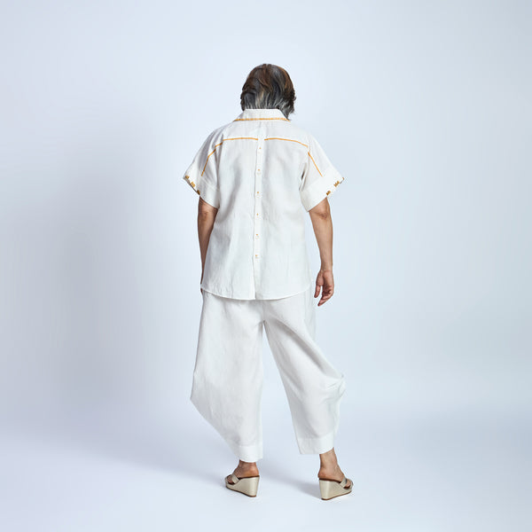 RABIA SAMAIRA Set - Ivory with Flower embroidery