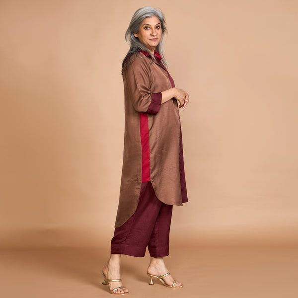 RUHANI Tunic Set - Burgundy & Brown