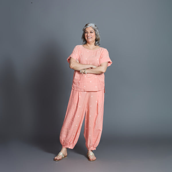 Koji Balloon Pants Set - Peach