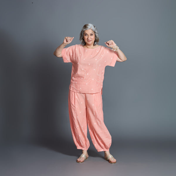 Koji Balloon Pants Set - Peach