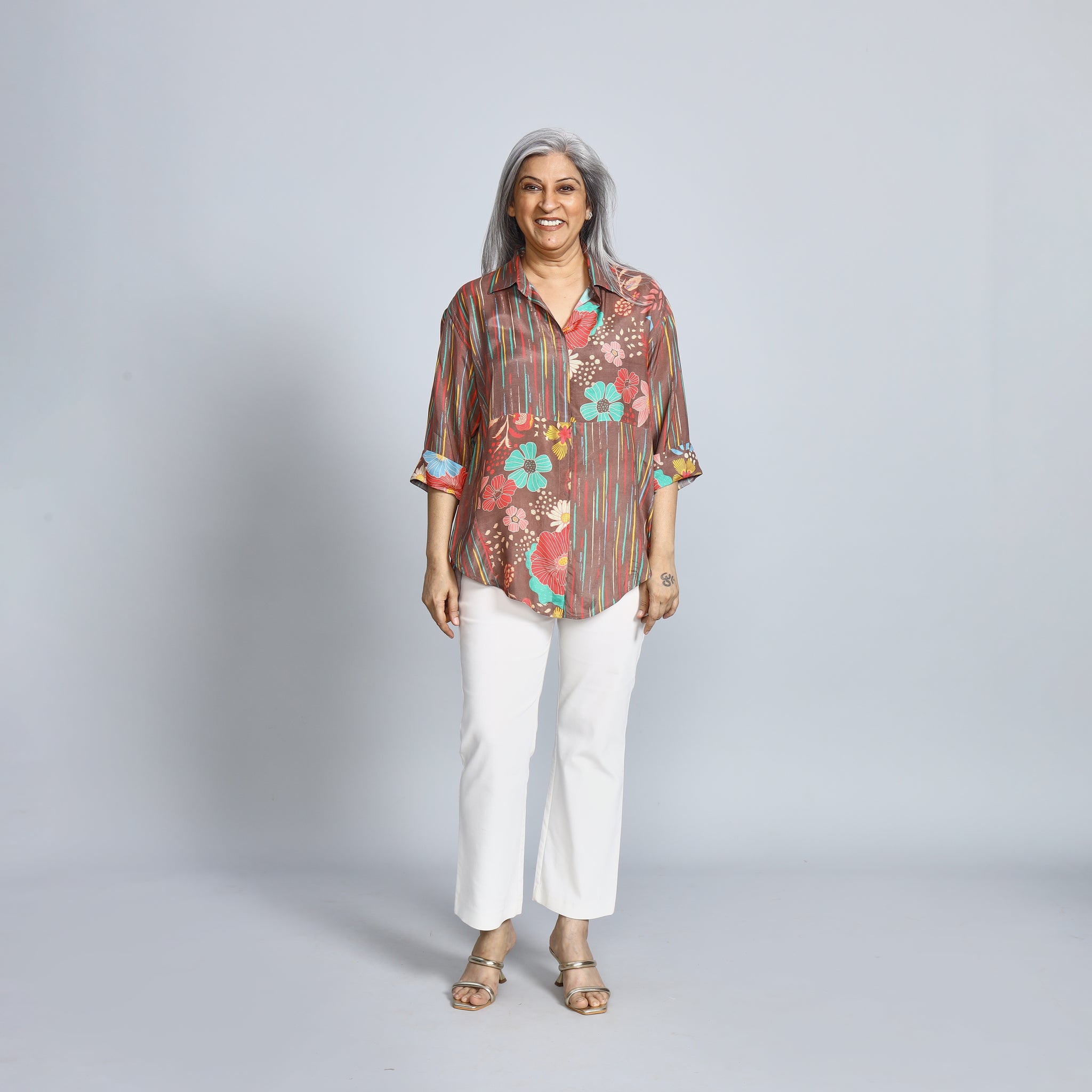 SHIREEN Shirt - Brown Print (SALE)