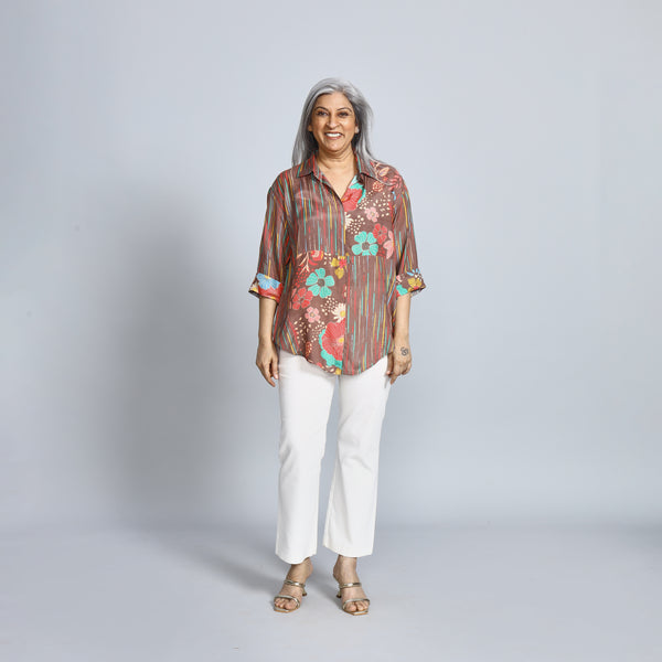 SHIREEN Shirt - Brown Print (SALE)