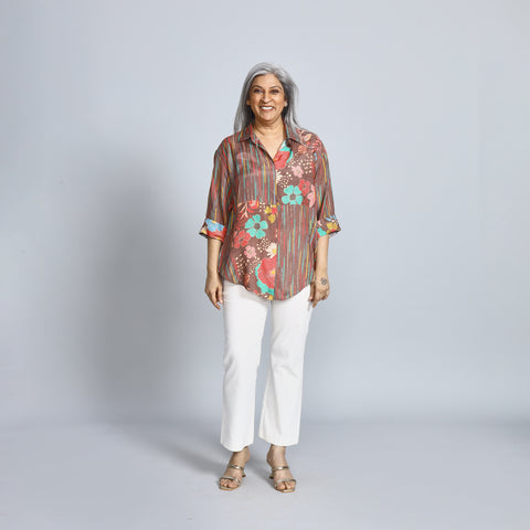 SHIREEN Shirt - Brown Print (SALE)