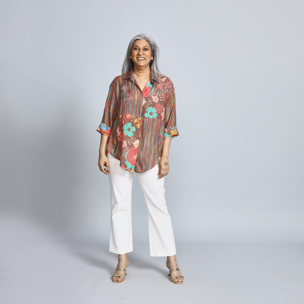 SHIREEN Shirt - Brown Print (SALE)