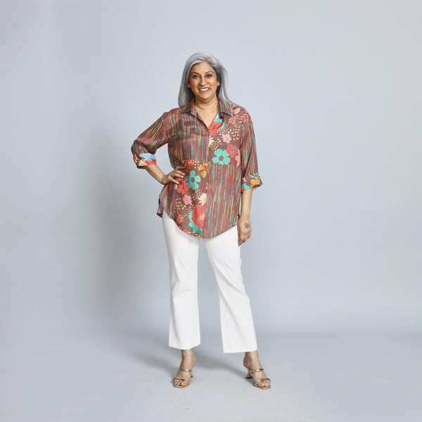 SHIREEN Shirt - Brown Print (SALE)