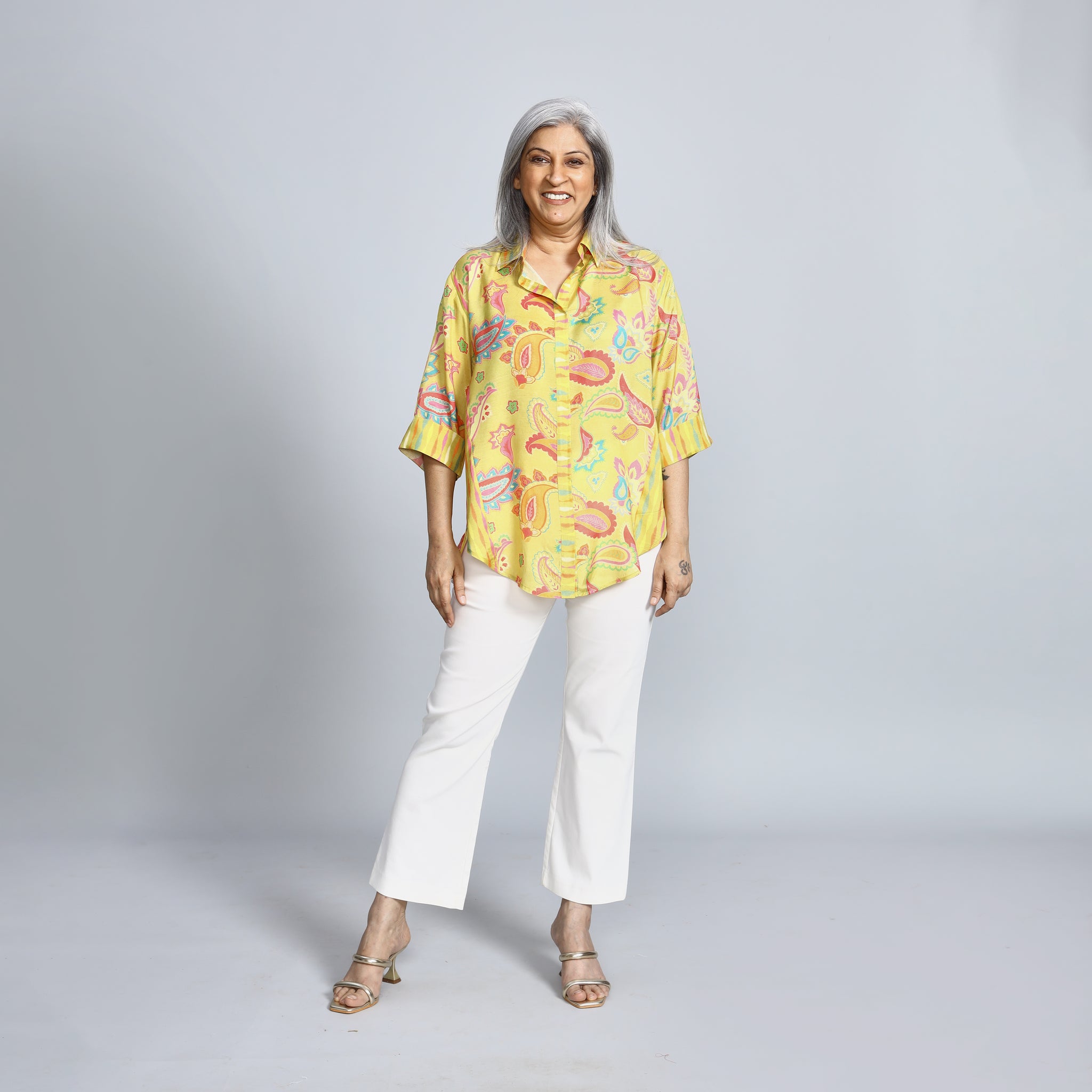 SHIREEN Shirt - Yellow Paisley Print (SALE)