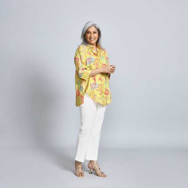 SHIREEN Shirt - Yellow Paisley Print (SALE)