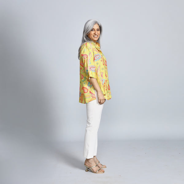 SHIREEN Shirt - Yellow Paisley Print (SALE)