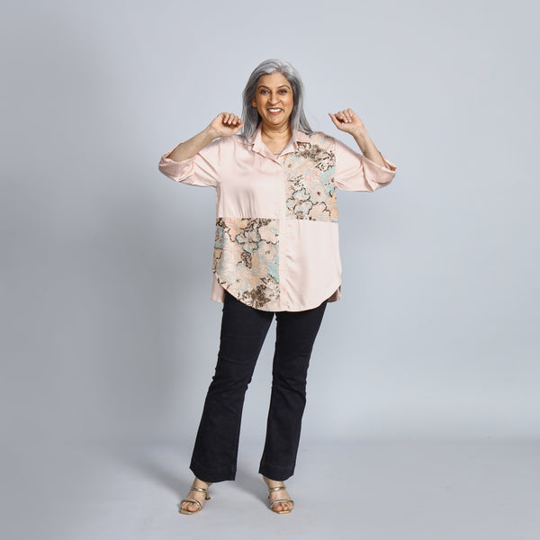 SHIREEN Shirt - Pink Satin with Sequin (PROMO)