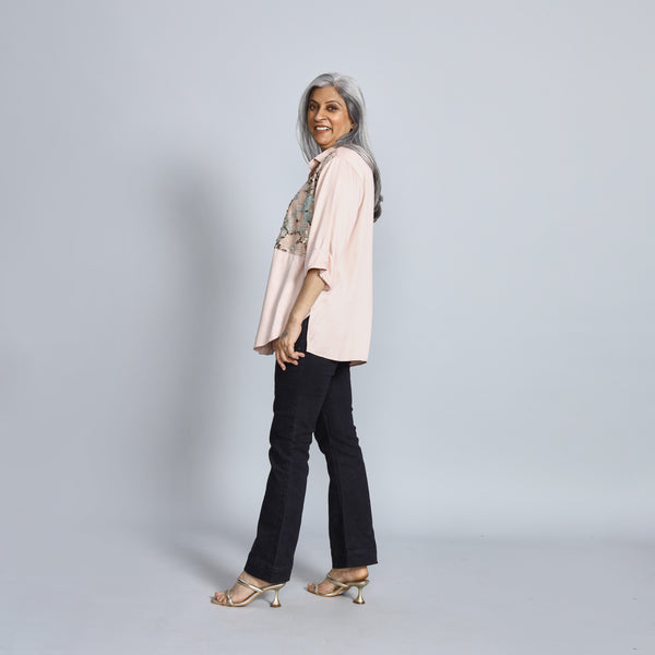 SHIREEN Shirt - Pink Satin with Sequin (PROMO)