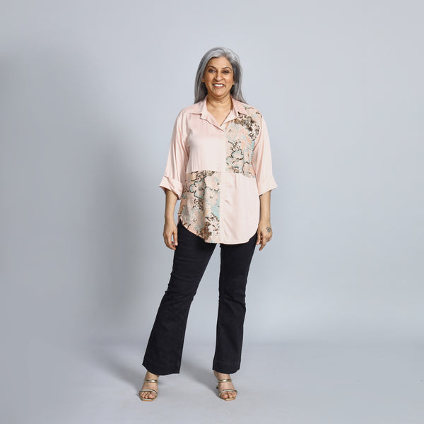 SHIREEN Shirt - Pink Satin with Sequin (PROMO)