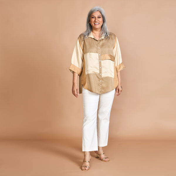 SHIREEN Pocket Shirt - Mocha Mousse Combination