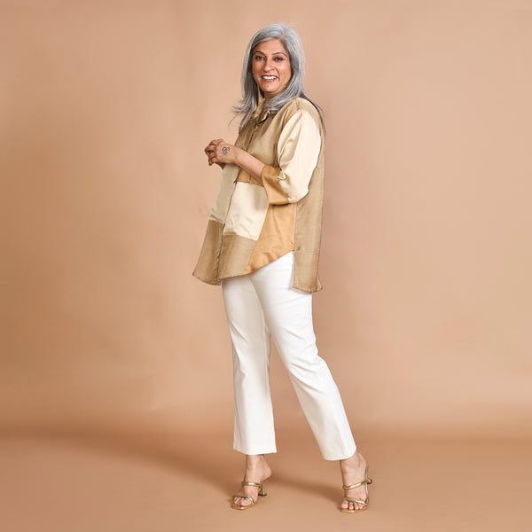 SHIREEN Pocket Shirt - Mocha Mousse Combination