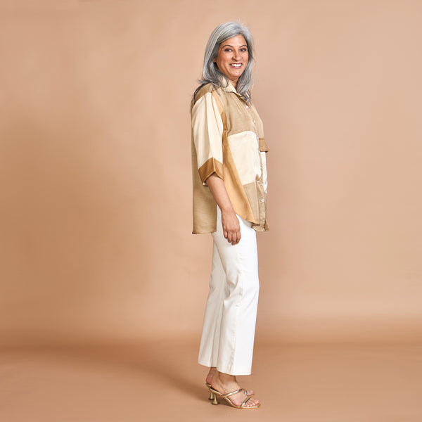 SHIREEN Pocket Shirt - Mocha Mousse Combination