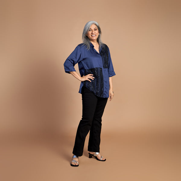 SHIREEN Shirt - Navy Blue