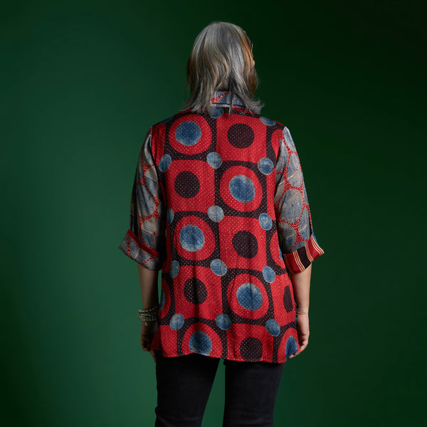 SHIREEN Shirt - Red Ajrakh Modal Satin