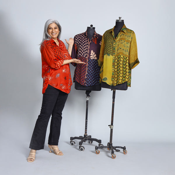SHIREEN Shirt - RED Ajrakh Modal Satin (PROMO)