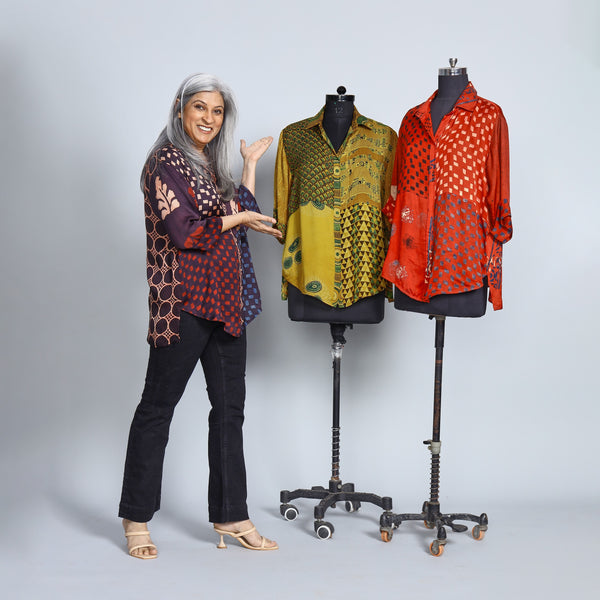 SHIREEN Shirt - BURGUNDY Ajrakh Modal Satin (SOLD OUT)