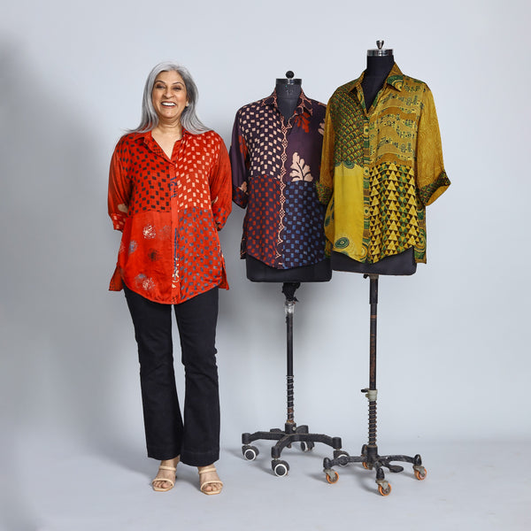 SHIREEN Shirt - RED Ajrakh Modal Satin (PROMO)