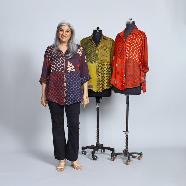 SHIREEN Shirt - BURGUNDY Ajrakh Modal Satin (SOLD OUT)